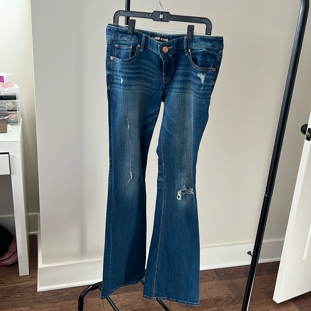 Express low rise slim flare jeans